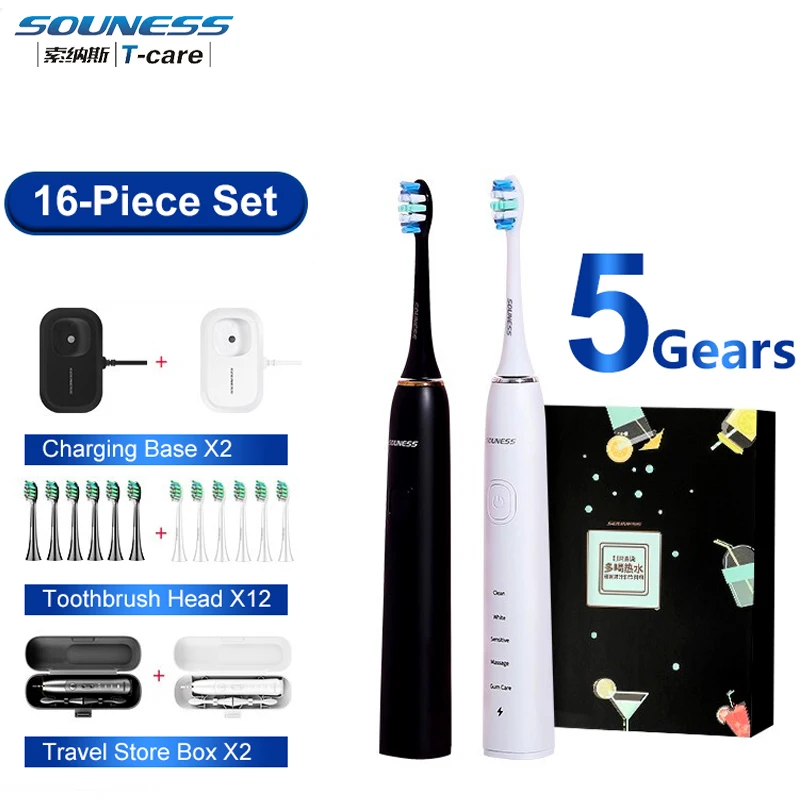 SOUNESS SN903 Sonic Electric Toothbrush 5 Brushing Modes Adult Ultrasonic Toothbrush Waterproof Electric Brush Set Fast Charger
SOUNESS SN903 Sonic Electric Toothbrush 5 Brushing Modes Adult Ultrasonic Toothbrush Waterproof Electric Brush Set Fast Charger