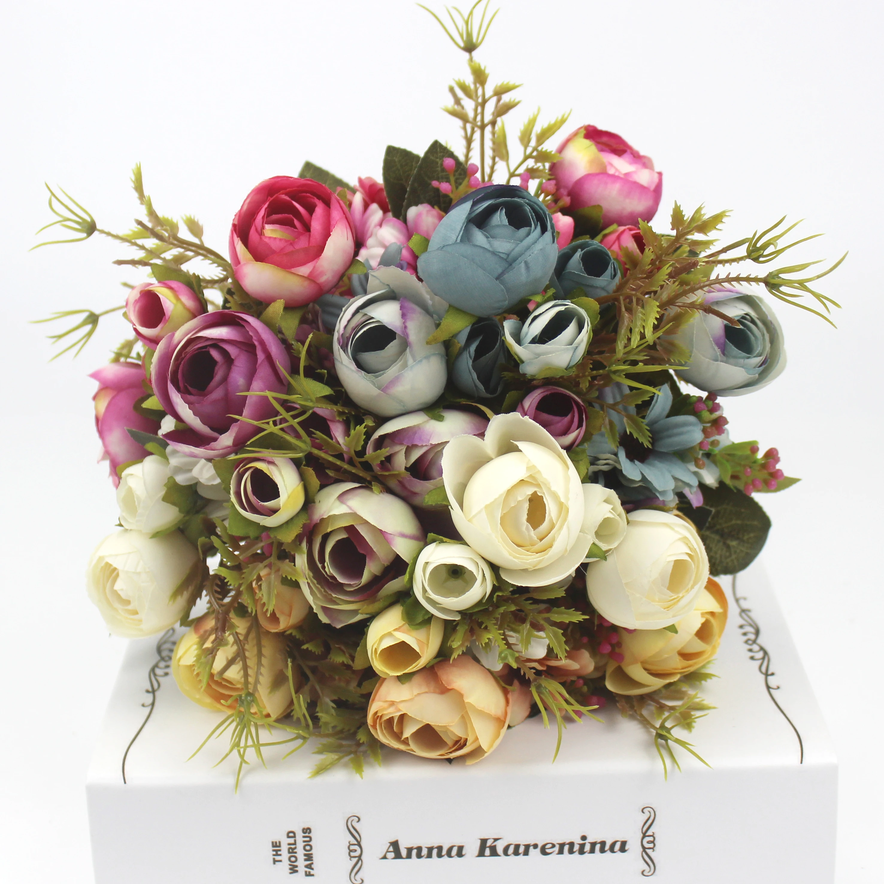 Разноцветные Чайные розы вазы для украшения дома аксессуары искусственные