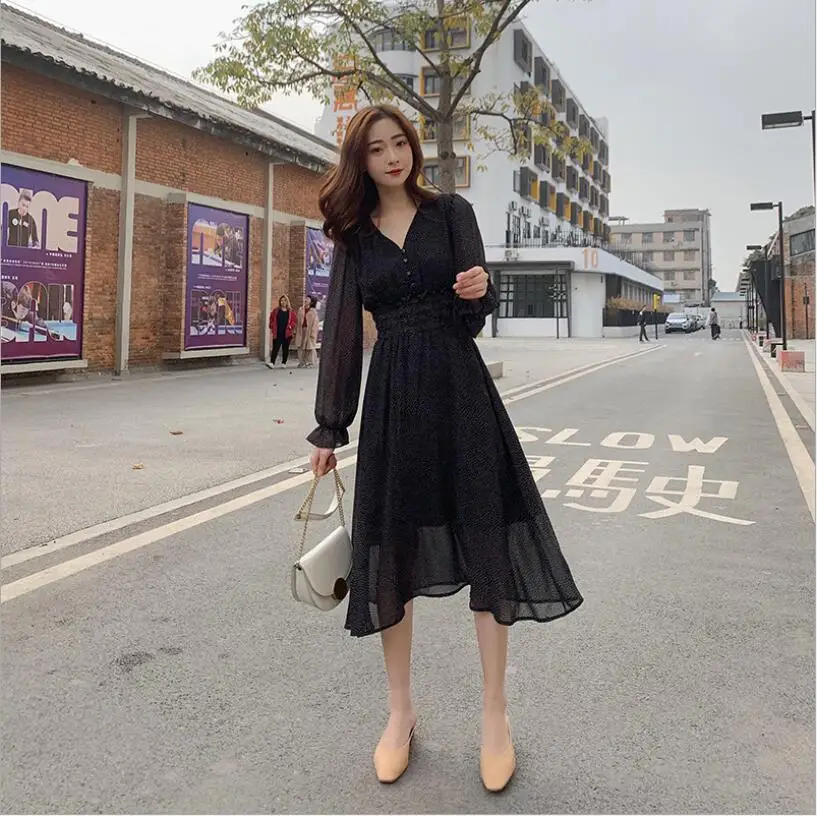 Spring 2020 New French Bodycon Dress Wave Point Chiffon Dress Vintage Elegant Party Dress Long Sleeve Casual Vestidos
Spring 2020 New French Bodycon Dress Wave Point Chiffon Dress Vintage Elegant Party Dress Long Sleeve Casual Vestidos