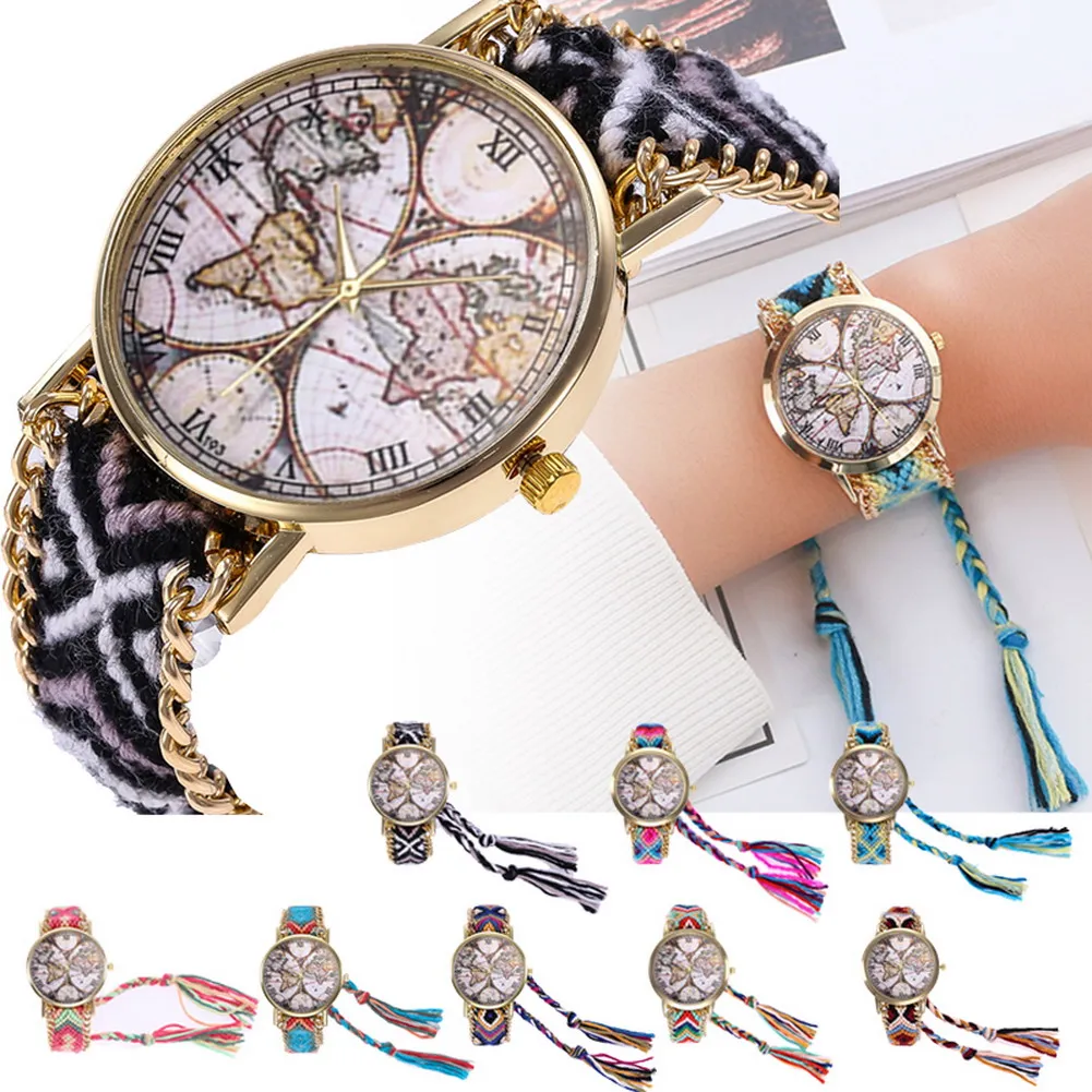 Women Quartz Watch Colorful Weave Rope Belt Map Dial Pattern Casual Watch Gifts TT@88
Women Quartz Watch Colorful Weave Rope Belt Map Dial Pattern Casual Watch Gifts TT@88