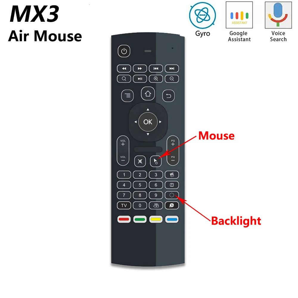 2.4G Wireless Keyboard Remote Control For X96 mini A95X H96 MAX Android 9.0 TV BoxMX3 MX3-L Backlit Air Mouse Smart Voice remote
2.4G Wireless Keyboard Remote Control For X96 mini A95X H96 MAX Android 9.0 TV BoxMX3 MX3-L Backlit Air Mouse Smart Voice remote