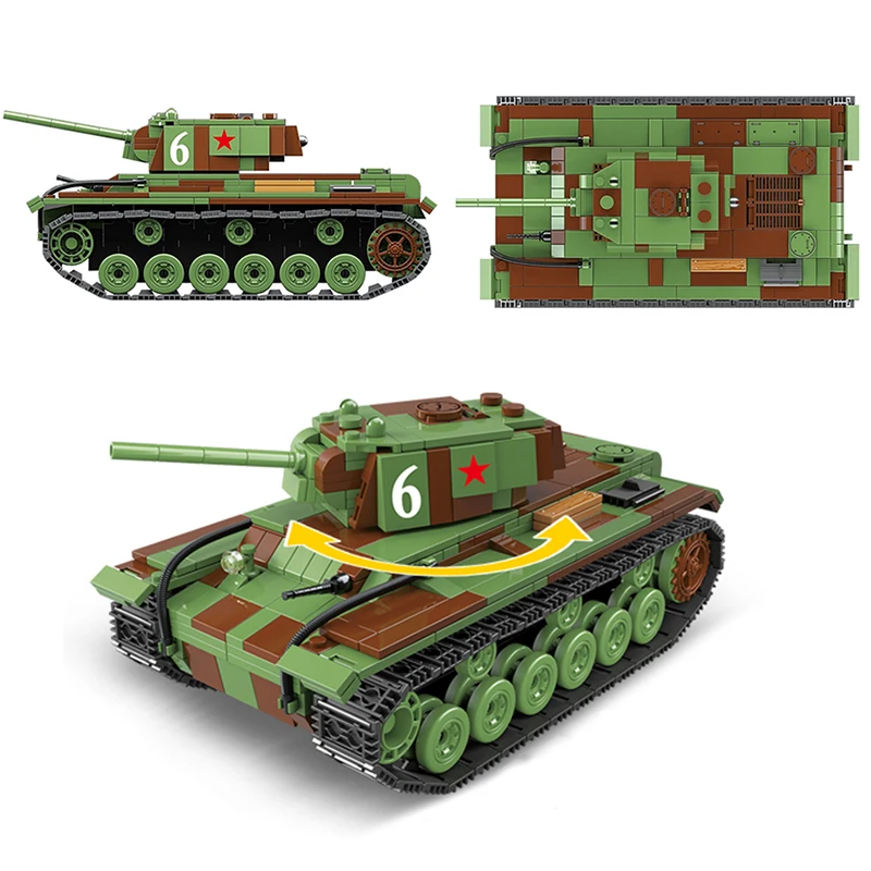 Military KV-1 Heavy Tank Building Blocks Fit Tank legoings Technic Weapon WW2 Soviet Union Army Bricks Toys Gifts For Boys Kid
Military KV-1 Heavy Tank Building Blocks Fit Tank legoings Technic Weapon WW2 Soviet Union Army Bricks Toys Gifts For Boys Kid
