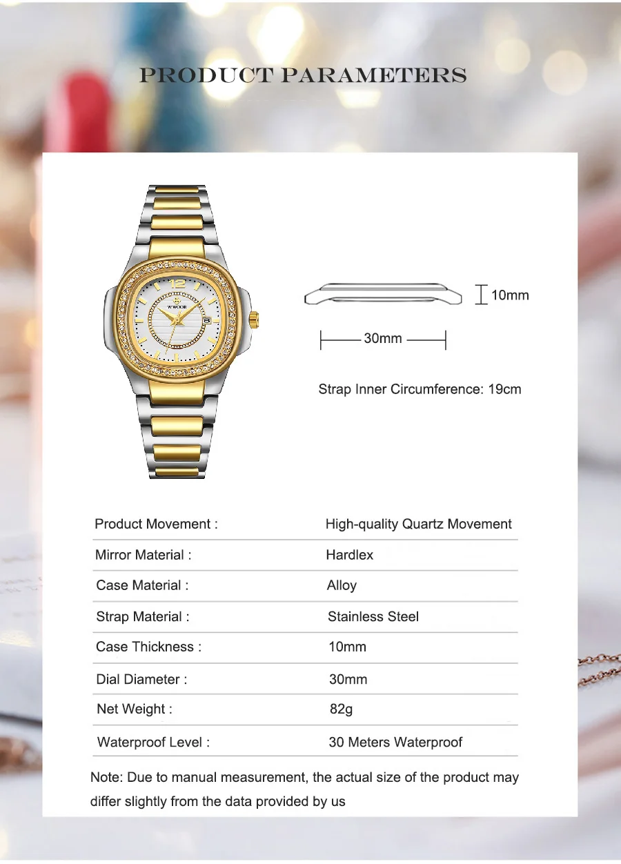 Luxury Rose Gold Watch Women WWOOR Fashion Brand Diamond Ladies Quartz Wrist Watch Female Stainless Steel Waterproof Date Watch