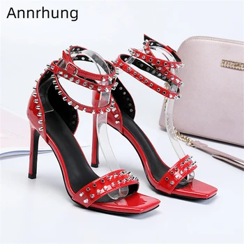 Rivet One-strap Gladiator Sandals Women 10cm Thin Heel Ankle Strappy Cover Heels Sexy Red Patent Leather Runway Shoes Woman
Rivet One-strap Gladiator Sandals Women 10cm Thin Heel Ankle Strappy Cover Heels Sexy Red Patent Leather Runway Shoes Woman