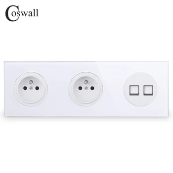 Coswall Tempered Glass Panel 16A Double French Standard Wall Socket + 2 Gang CAT5E RJ45 Internet Data Computer Jack R11 Series
Coswall Tempered Glass Panel 16A Double French Standard Wall Socket + 2 Gang CAT5E RJ45 Internet Data Computer Jack R11 Series