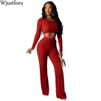 Wjustforu Sexy Knitting 2 Piece Set Women Long Sleeve Pullover Tops + Casual Wide Leg Pants Female Botton Bodycon Two Piece Set
Wjustforu Sexy Knitting 2 Piece Set Women Long Sleeve Pullover Tops + Casual Wide Leg Pants Female Botton Bodycon Two Piece Set