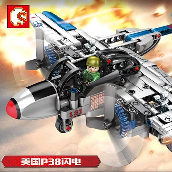 SEMBO Military P38 Lightning Fighter Army WW2 Aircraft compatible assembled Technic Building Blocks Model kids Toys Boys gift
SEMBO Military P38 Lightning Fighter Army WW2 Aircraft compatible assembled Technic Building Blocks Model kids Toys Boys gift