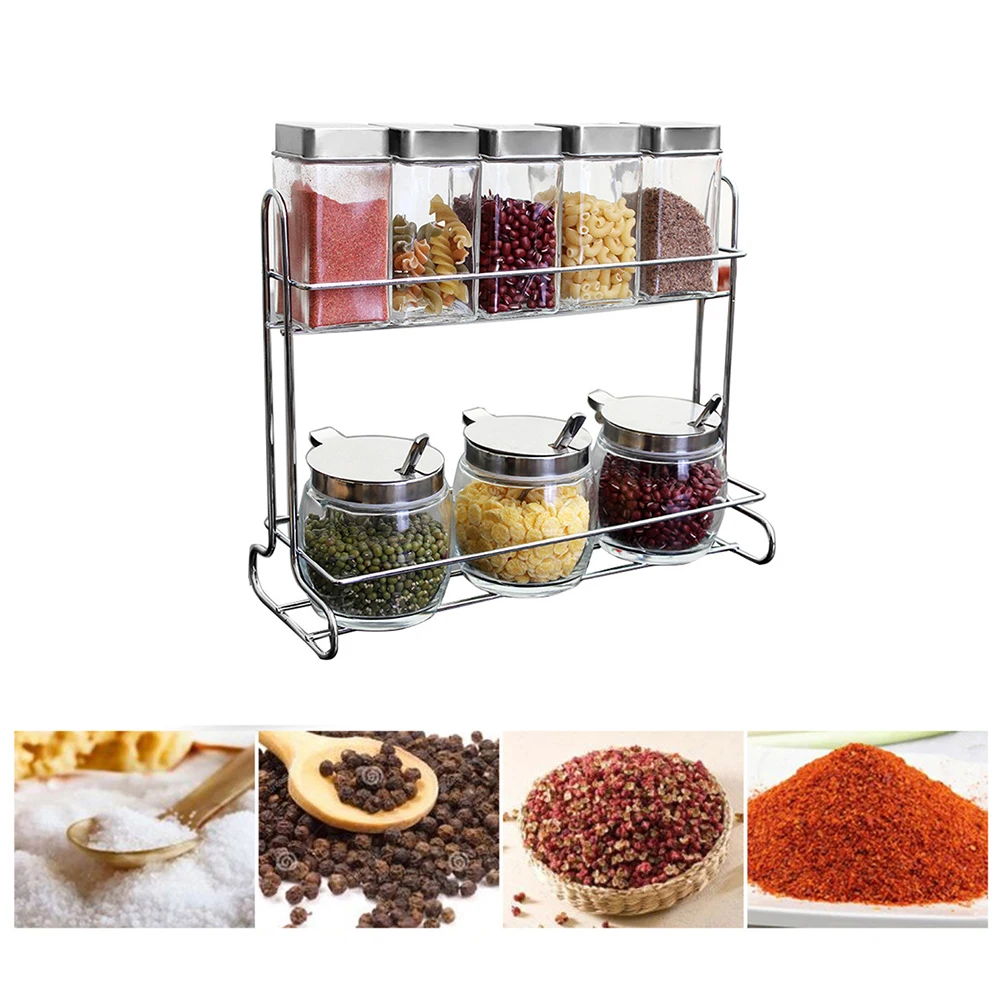 Kitchen Glass Seasoning Bottle Set Spice Jar with Stainless Steel Storage Shelf Salt Pepper Shakers Can Spice Jars Organization
Kitchen Glass Seasoning Bottle Set Spice Jar with Stainless Steel Storage Shelf Salt Pepper Shakers Can Spice Jars Organization