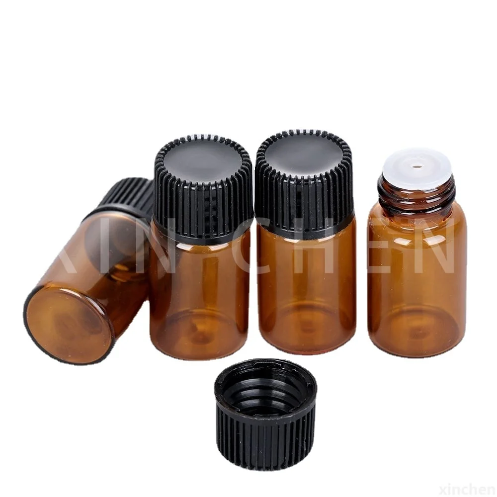 

5Pcs Mini Essential Oil Bottle Amber Glass Bottles Medicine Sample Vials Laboratory Powder Reagent Containers 1ml 2ml 3ml 5ml