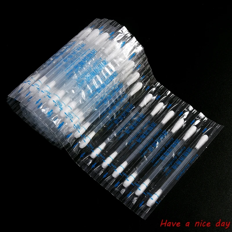 50 PCS Multifunction Disinfected Stick Make Up Wood Iodine Disposable Medical Double Cotton Swab Makeup Portable Bar | Красота и
