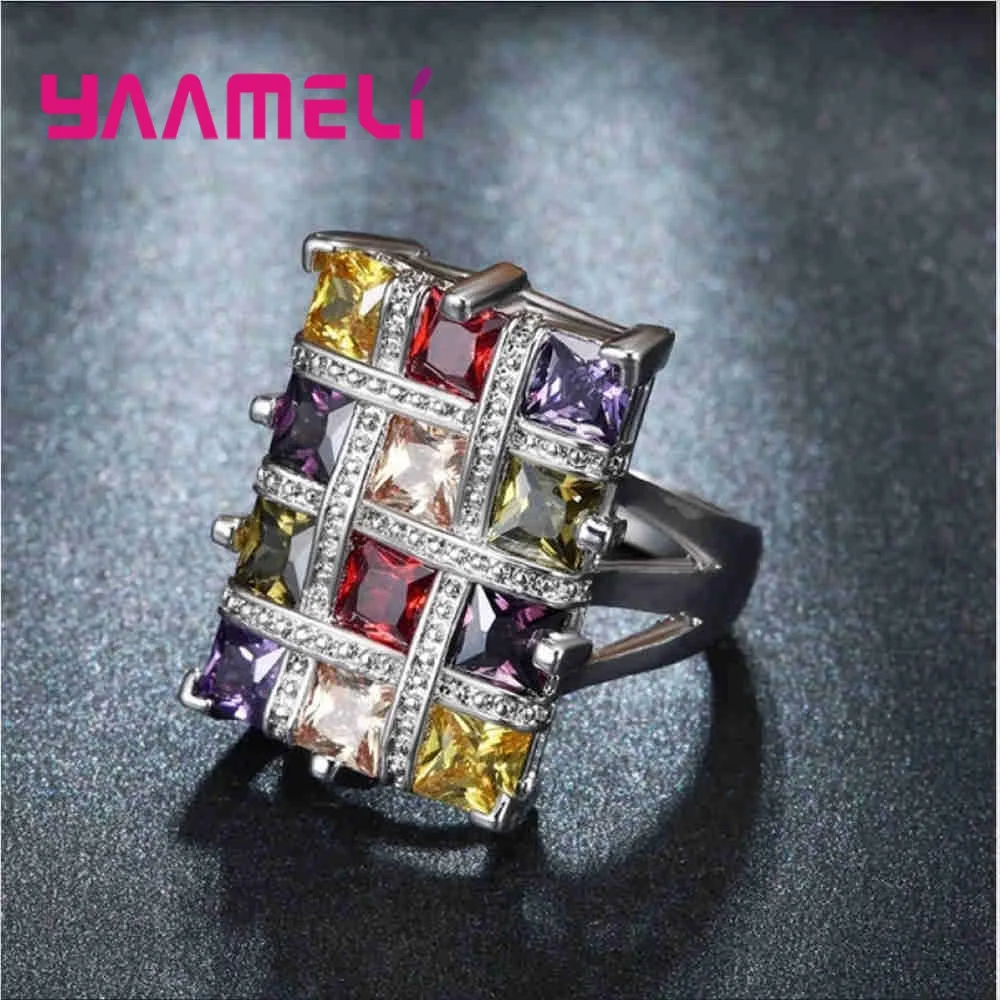 Style Party Ring 925 Sterling Silver Colorful Crystal Square Charm Lady Finger Ornaments Wholesale Christmas Gifts Drop Shipping
Style Party Ring 925 Sterling Silver Colorful Crystal Square Charm Lady Finger Ornaments Wholesale Christmas Gifts Drop Shipping