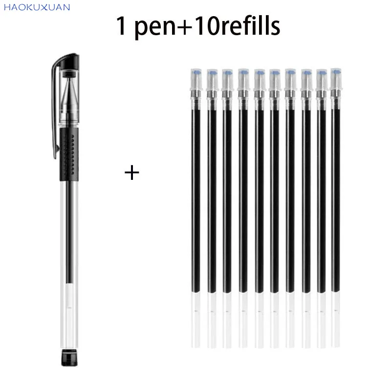 

11pcs/Set Gel Pens Refill Set Black Blue Red Ink Ballpoint Pen Bullet Tip 0.5mm Journal Writing School Supplies Stationery Work