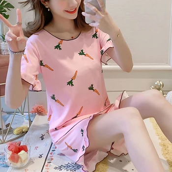 Women Sleepwear 2020 New Arrivals Two Pieces Sweet Pajamas Cotton Summer Clothes For Women Fashion Clothes Cotton Set pink
Women Sleepwear 2020 New Arrivals Two Pieces Sweet Pajamas Cotton Summer Clothes For Women Fashion Clothes Cotton Set pink