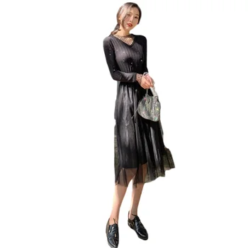 Lace dress MissDomi Sping Autumn Korean vestidos new arrival wholesale 2020 Paneled sparkling knitted mesh midi dress
Lace dress MissDomi Sping Autumn Korean vestidos new arrival wholesale 2020 Paneled sparkling knitted mesh midi dress