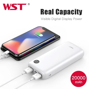 WST 20000mAh Power Bank Portable Phone Charger with Smart LED Digital Power Display Dual USB Ports for iPhone Samsung Xiaomi
WST 20000mAh Power Bank Portable Phone Charger with Smart LED Digital Power Display Dual USB Ports for iPhone Samsung Xiaomi