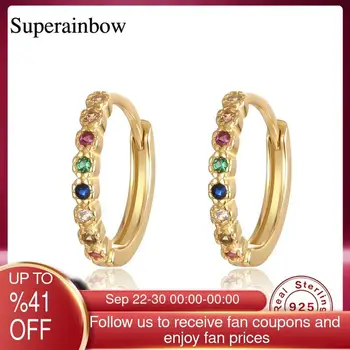 SUPERAINBOW 925 Sterling Silver Huggie Hoop Earrings With Rainbow Zircon Hoop Earrings for Women Men Girl Jewelry SR-E205
SUPERAINBOW 925 Sterling Silver Huggie Hoop Earrings With Rainbow Zircon Hoop Earrings for Women Men Girl Jewelry SR-E205