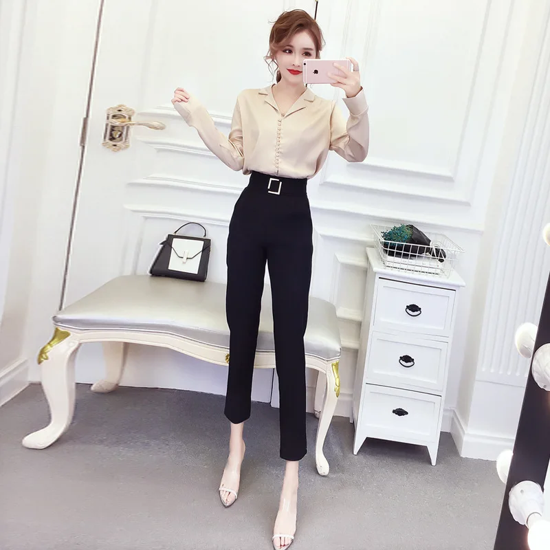 Royal Sister-Style Set Two-Piece Set Trousers 2019 New Style Long Sleeve Loose-Fit Shirt High-waisted Casual Straight-leg Pants
Royal Sister-Style Set Two-Piece Set Trousers 2019 New Style Long Sleeve Loose-Fit Shirt High-waisted Casual Straight-leg Pants