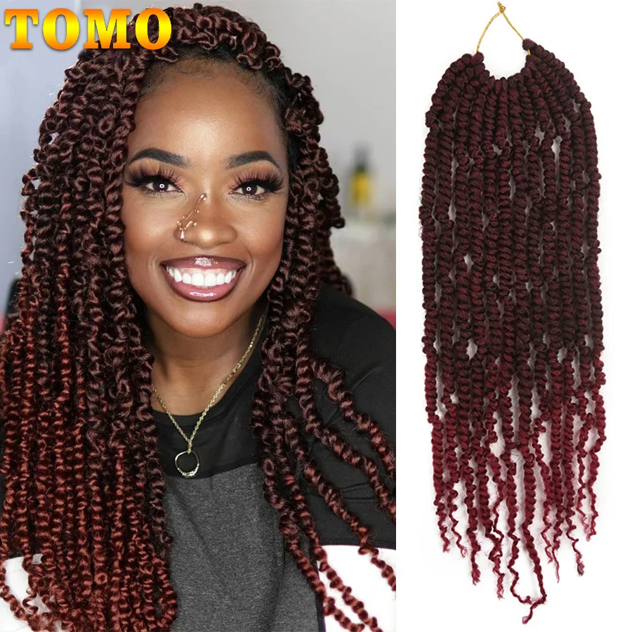 TOMO Bomb Twist Crochet Hair Synthetic 16Roots Spring Twist Pre Looped Crochet Braids Hair Extension Passion Twist for Women TOMO Bomb Twist Crochet Hair Synthetic 16Roots Spring Twist Pre Looped Crochet Braids Hair Extension Passion Twist for Women