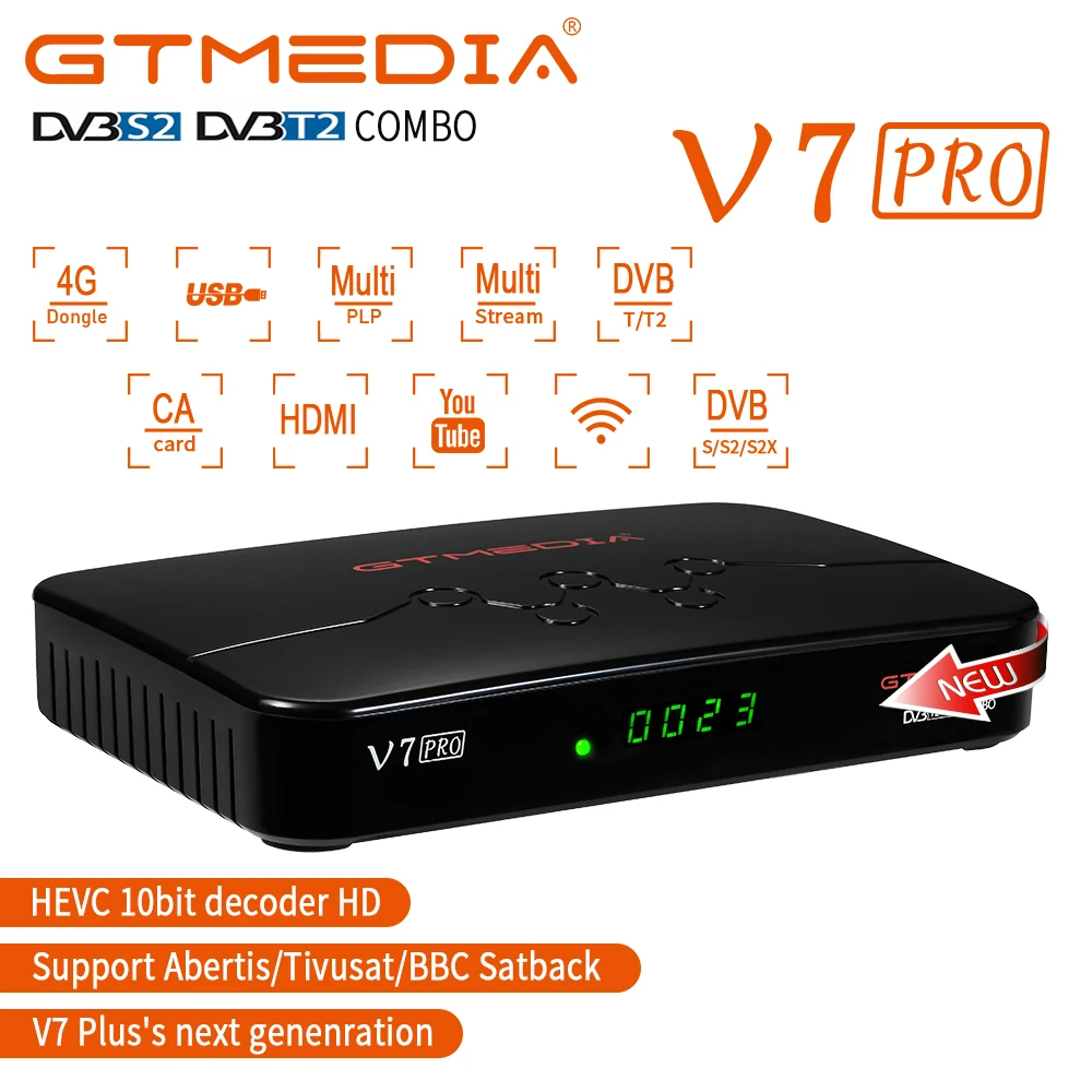 GTMEDIA V7 PRO (V7 Plus'Next generation) DVB-S/S2/S2X+T/T2 Support Albertis/Tivusat/BBC Satback VCM/ACM/multi-stream/T2MI
GTMEDIA V7 PRO (V7 Plus'Next generation) DVB-S/S2/S2X+T/T2 Support Albertis/Tivusat/BBC Satback VCM/ACM/multi-stream/T2MI