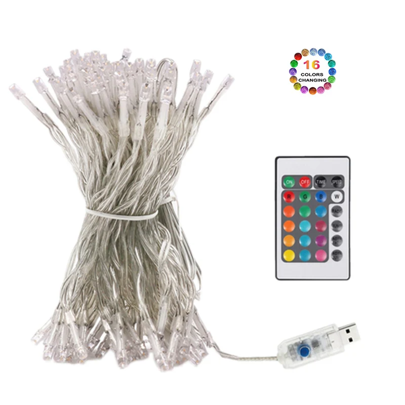 16 color 10m 60leds LED string USB power supply multicolor color remote control string waterproof Christmas party New Year
16 color 10m 60leds LED string USB power supply multicolor color remote control string waterproof Christmas party New Year