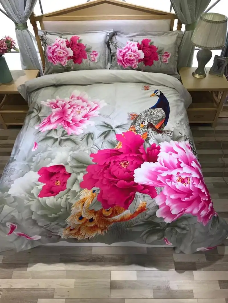 Nice 100% Cotton Printed Flower Bedding Set Wedding Bed Sheet Cover set Duvet Cover Pillowcase Queen King 4pcs Grey rose lily
Nice 100% Cotton Printed Flower Bedding Set Wedding Bed Sheet Cover set Duvet Cover Pillowcase Queen King 4pcs Grey rose lily