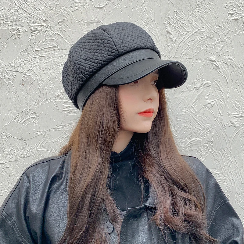 Autumn Octagonal Hats for Women Solid Black Newsboy Cap for Ladies 2020 Winter Korean Fashion Design Plaid Beret Women
Autumn Octagonal Hats for Women Solid Black Newsboy Cap for Ladies 2020 Winter Korean Fashion Design Plaid Beret Women