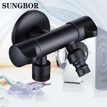 Black paint full copper body, one in, two out, three-way angle valve divider, dual-use, double-outlet washing machine faucet
Black paint full copper body, one in, two out, three-way angle valve divider, dual-use, double-outlet washing machine faucet
