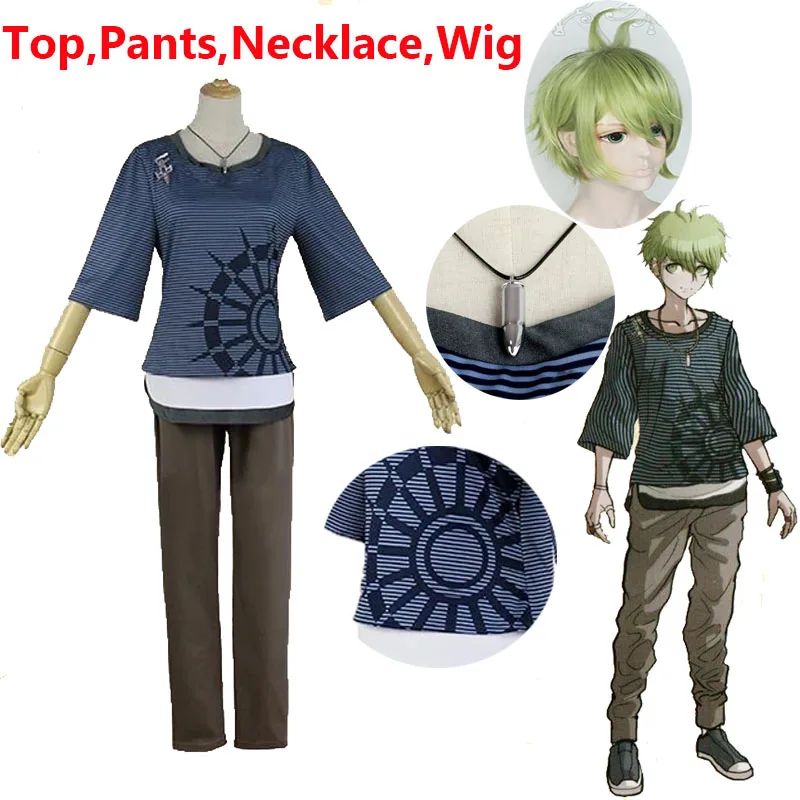 

2020 New Danganronpa V3 Rantaro Amami Cosplay Costume Japanese Game Uniform Suit Outfit Clothes T-shirt & Pants & necklace