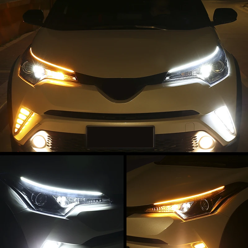 2Pcs 30cm 45cm 60cm Flexible Car DRL LED Daytime Running Lights Guide Turning Signal light Headlight For Cadillac SRX ATS XTS | Автомобили