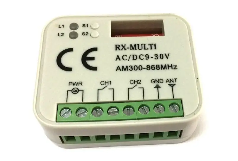 Garage door remote control receiver 2 switch 433 868 MHz transmitter Multi frequency 300-900mhz receiver
Garage door remote control receiver 2 switch 433 868 MHz transmitter Multi frequency 300-900mhz receiver