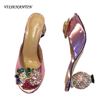 VIISENANTIN 2020 lady outdoor sandal shoe pink shiny leather rhinestone ball peep toe slides round heel fashion sandal
VIISENANTIN 2020 lady outdoor sandal shoe pink shiny leather rhinestone ball peep toe slides round heel fashion sandal