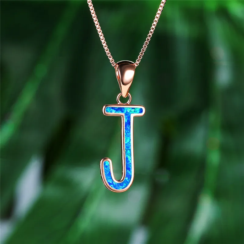 Фото Роскошное женское ожерелье с подвеской буквы J цепочка розового золотого и