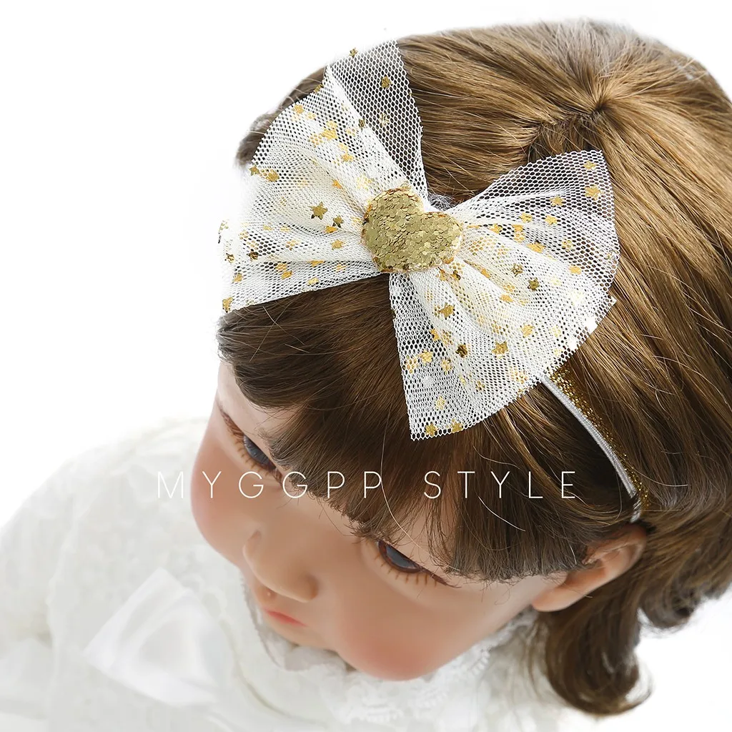 baby girl headband Infant hair accessoriesBaby bow net yarn headband hair band Toddlers bandage Ribbon newborn headwrap