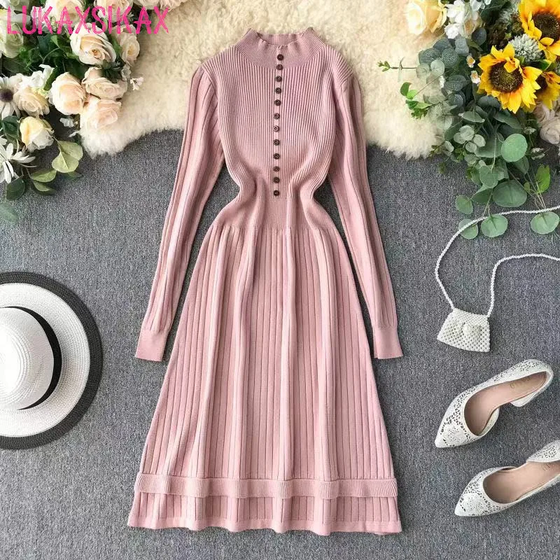 Women Autumn Knitted Dress TurtleNeck Solid Slim Elastic Oversized Basic Ruffles Bodycon Dress Winter knit Warm Sweater Dress
Women Autumn Knitted Dress TurtleNeck Solid Slim Elastic Oversized Basic Ruffles Bodycon Dress Winter knit Warm Sweater Dress