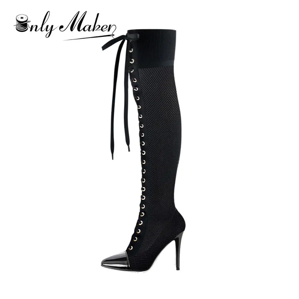 Onlymaker Sexy Metal Pointy Toe Female Europe Nylons Boots High Heels Stiletto Over The Knee Sock Long Boots Large Size Shoes
Onlymaker Sexy Metal Pointy Toe Female Europe Nylons Boots High Heels Stiletto Over The Knee Sock Long Boots Large Size Shoes