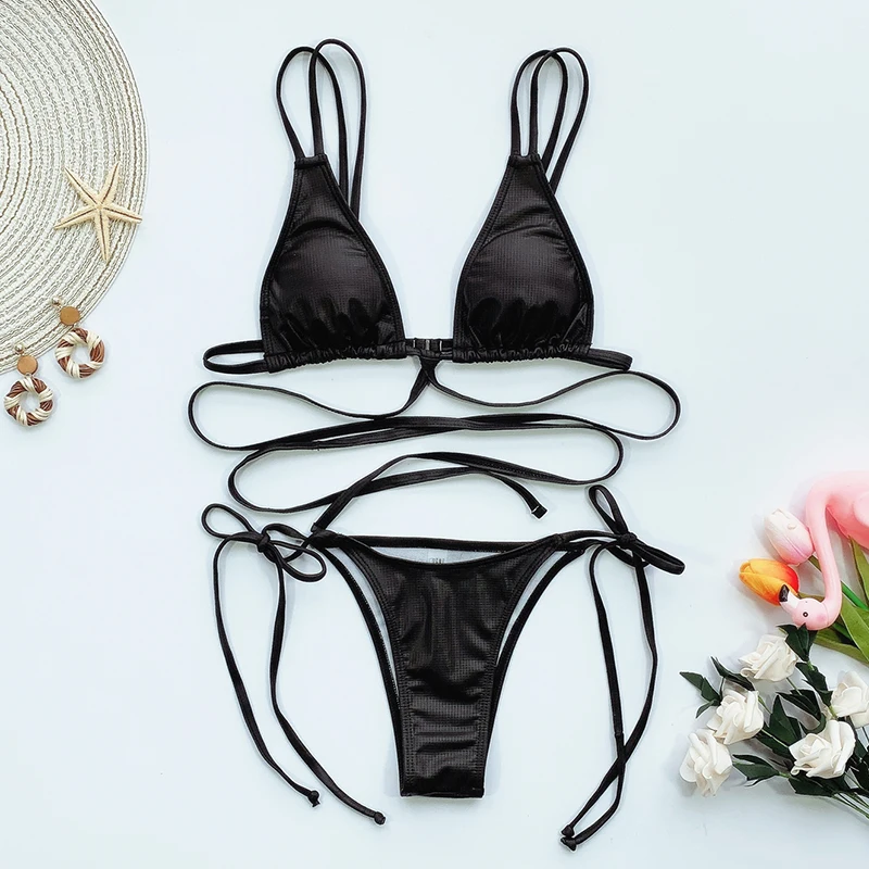 Fashion Peachtan Y Extreme Micro Bikini Solid Gold Bathing Suit