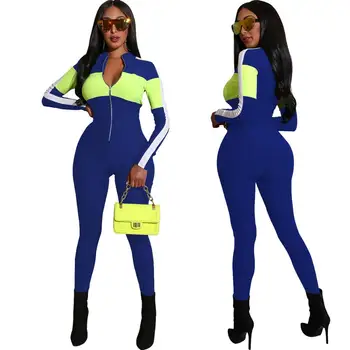 long sleeve striped patchwork zippers jumpsuit 2019 autumn winter stretchy streetwear outfits body 
long sleeve striped patchwork zippers jumpsuit 2019 autumn winter stretchy streetwear outfits body