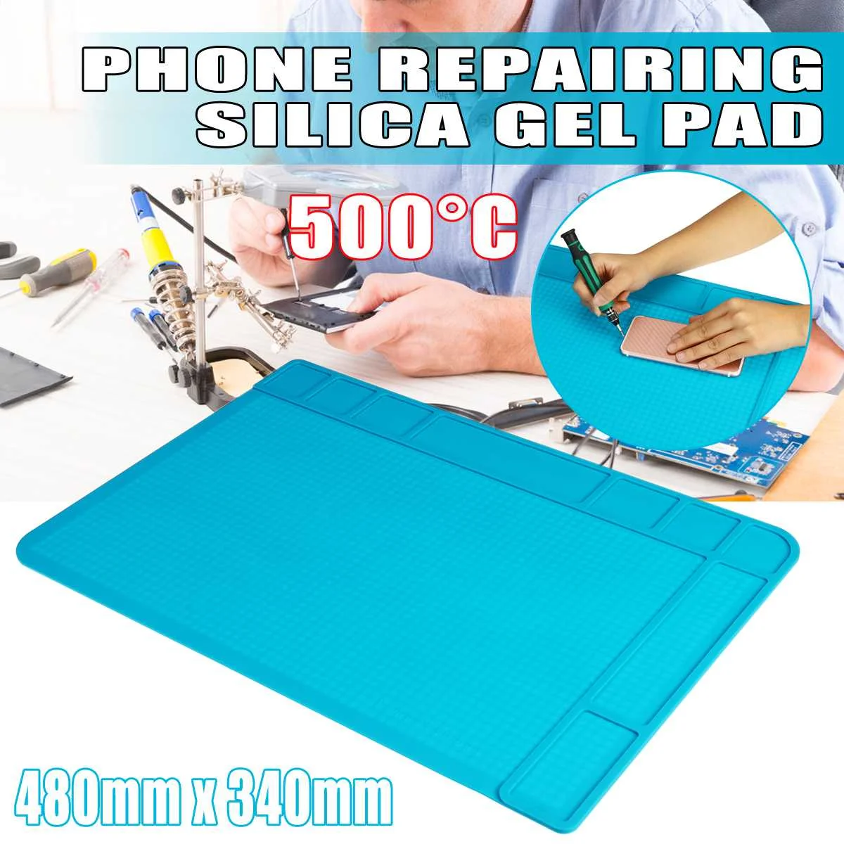 Phone Computer 480X340mm Repairing Silica Gel Pad Thermostability Heat Insulation Silica Gel Pad Antistatic Work Mat
Phone Computer 480X340mm Repairing Silica Gel Pad Thermostability Heat Insulation Silica Gel Pad Antistatic Work Mat