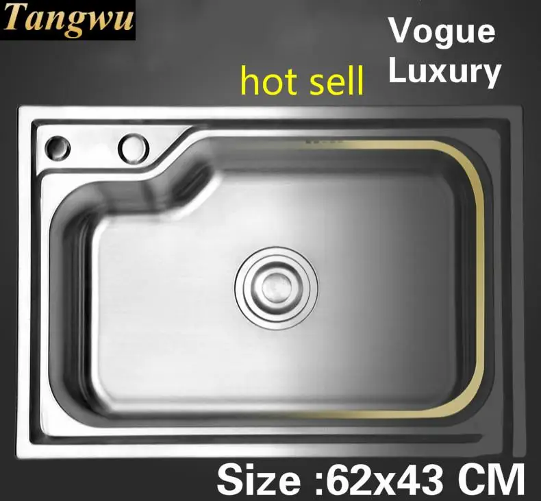 

Free shipping Apartment kitchen single trough sink wash vegetables high quality 304 stainless steel luxury hot sell 62x43 CM
