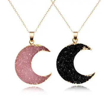 1 Piece Imitation Natural Stone Moon Pendant Couple Necklace Romantic Pink Cool Black Combination Simple Fashion Sweater Chain
1 Piece Imitation Natural Stone Moon Pendant Couple Necklace Romantic Pink Cool Black Combination Simple Fashion Sweater Chain