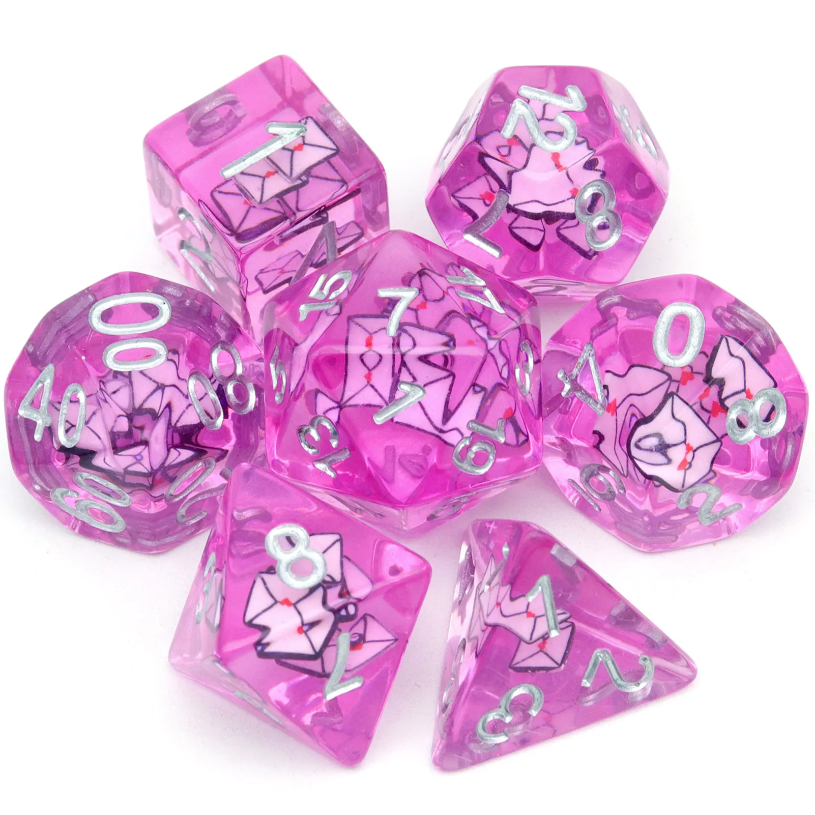 Haxtec Filled Resin Dice Set 7PCS Polyhedral RPG Dice Purple for DND D&D Pathfinder-Love Letter/ Envelope
Haxtec Filled Resin Dice Set 7PCS Polyhedral RPG Dice Purple for DND D&D Pathfinder-Love Letter/ Envelope