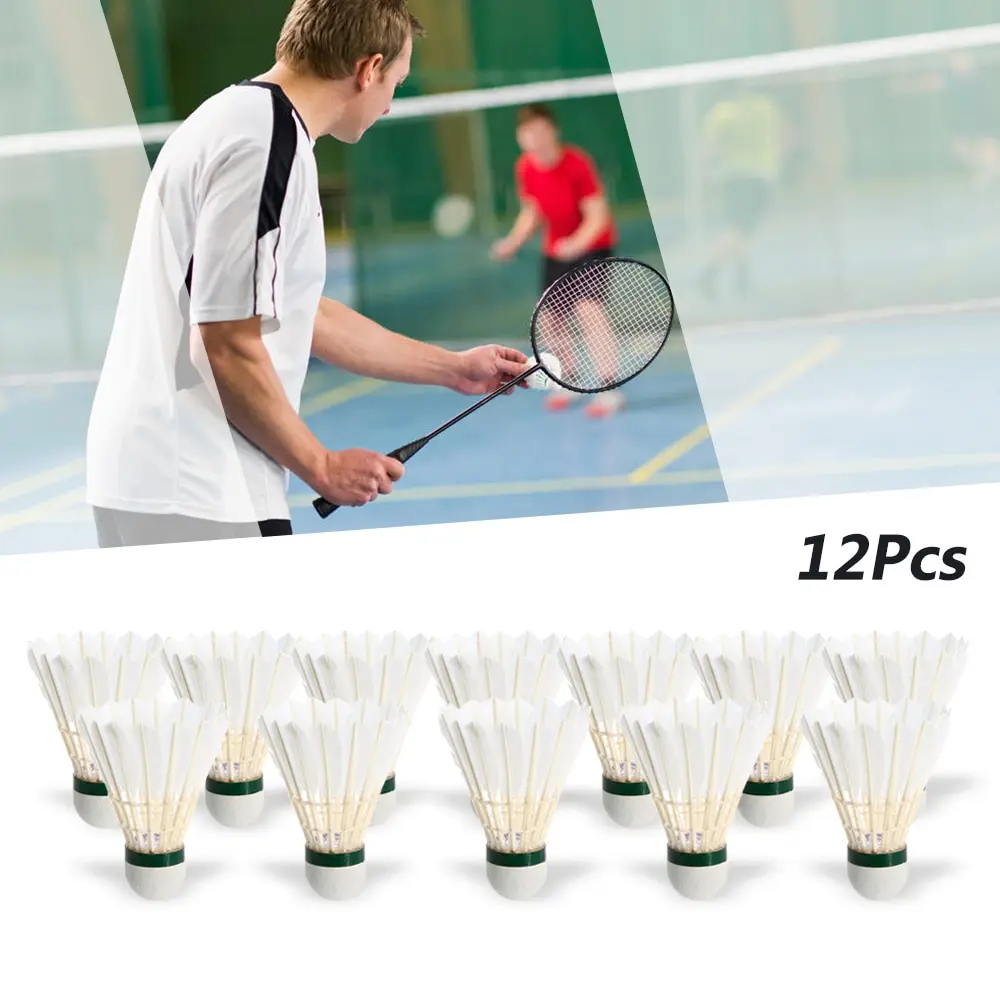 

12Pcs Goose Feather Badminton Shuttlecocks Flying Stably Durable For Outdoor Sports Competition Resistance Training Badminton