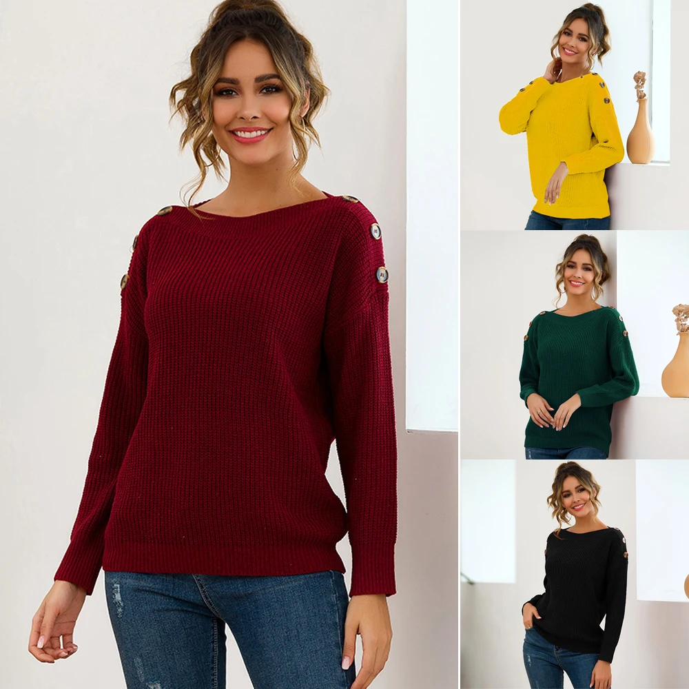 sweater female knitted sweater women pullover 2019 fall winter tops for women 4-color fashion shoulder button decoration S-XL
sweater female knitted sweater women pullover 2019 fall winter tops for women 4-color fashion shoulder button decoration S-XL