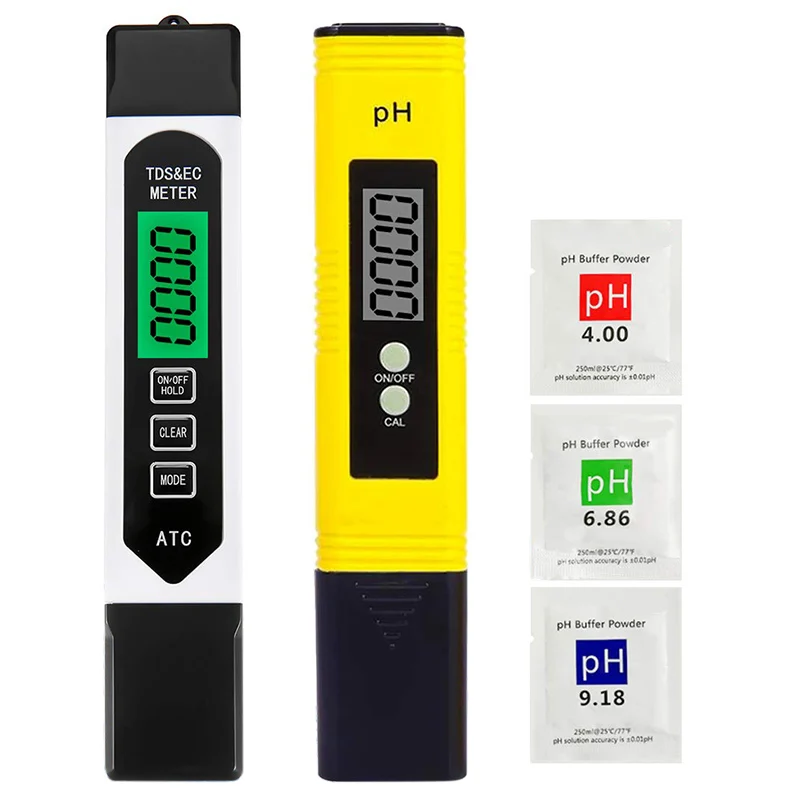 Water Quality Tester 2 in 1 Set, PH & TDS Water Tester, 0-9990 PPM, EC and Temperature Measurement
Water Quality Tester 2 in 1 Set, PH & TDS Water Tester, 0-9990 PPM, EC and Temperature Measurement