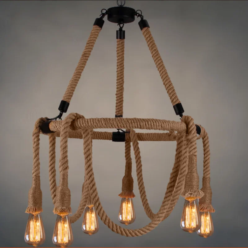 Nordic American country retro nostalgia rope chandelier restaurant Cafe Bar clothing store creative study lamp 
Nordic American country retro nostalgia rope chandelier restaurant Cafe Bar clothing store creative study lamp