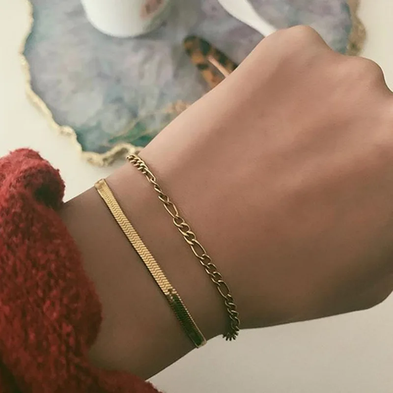 2 Pcs/Set Fashion Women Bracelets Simple Geometric Double Layer Metal Snake Chain Gold Bracelet Bangle Jewelry Gifts For Girls
2 Pcs/Set Fashion Women Bracelets Simple Geometric Double Layer Metal Snake Chain Gold Bracelet Bangle Jewelry Gifts For Girls