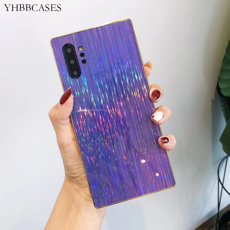 Фото YHBBCASES For Samsung Note 10 8 9 Laser Colorful Meteor Phone Cases Galaxy S8 S9 S10 Plus Fashion Aurora Soft Cover | Мобильные