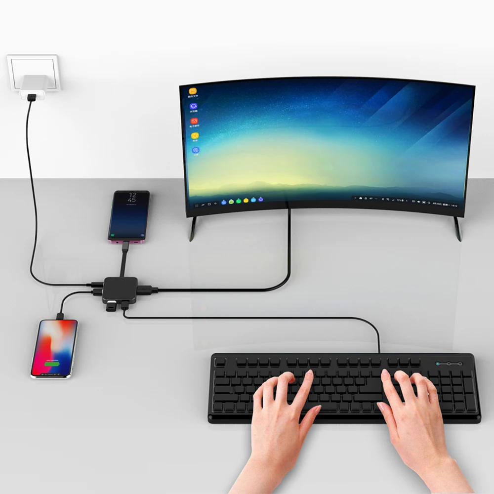 dex station hub usb c full hd 4k dispaly 3.0 type adapter for smartphone laptop tablet | Мобильные телефоны и аксессуары