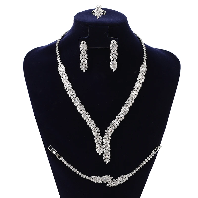 

Jewelry Set HADIYANA Gorgeous Vintage Ladies Wedding Party Engagement Necklace Earrings Ring Bracelet Set BN7945 Bijoux Mariage