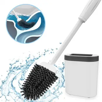 

Silicone Toilet Brush With Soft Bristle, Bathroom Toilet Bowl Brush And Holder Set, Constructed Of Durable Thermo Plastic Rubber